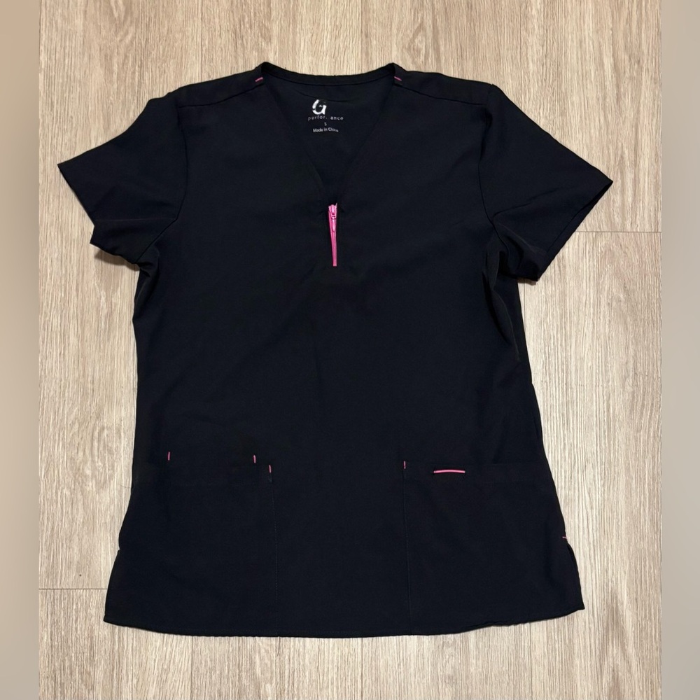 Black with Pink detail Women's Scrub Top size Small